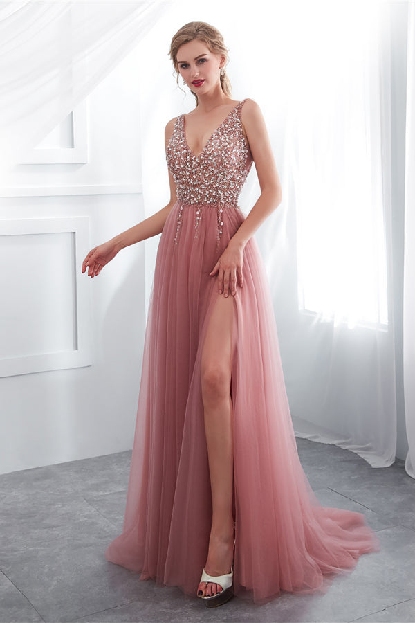 dark pink prom dress